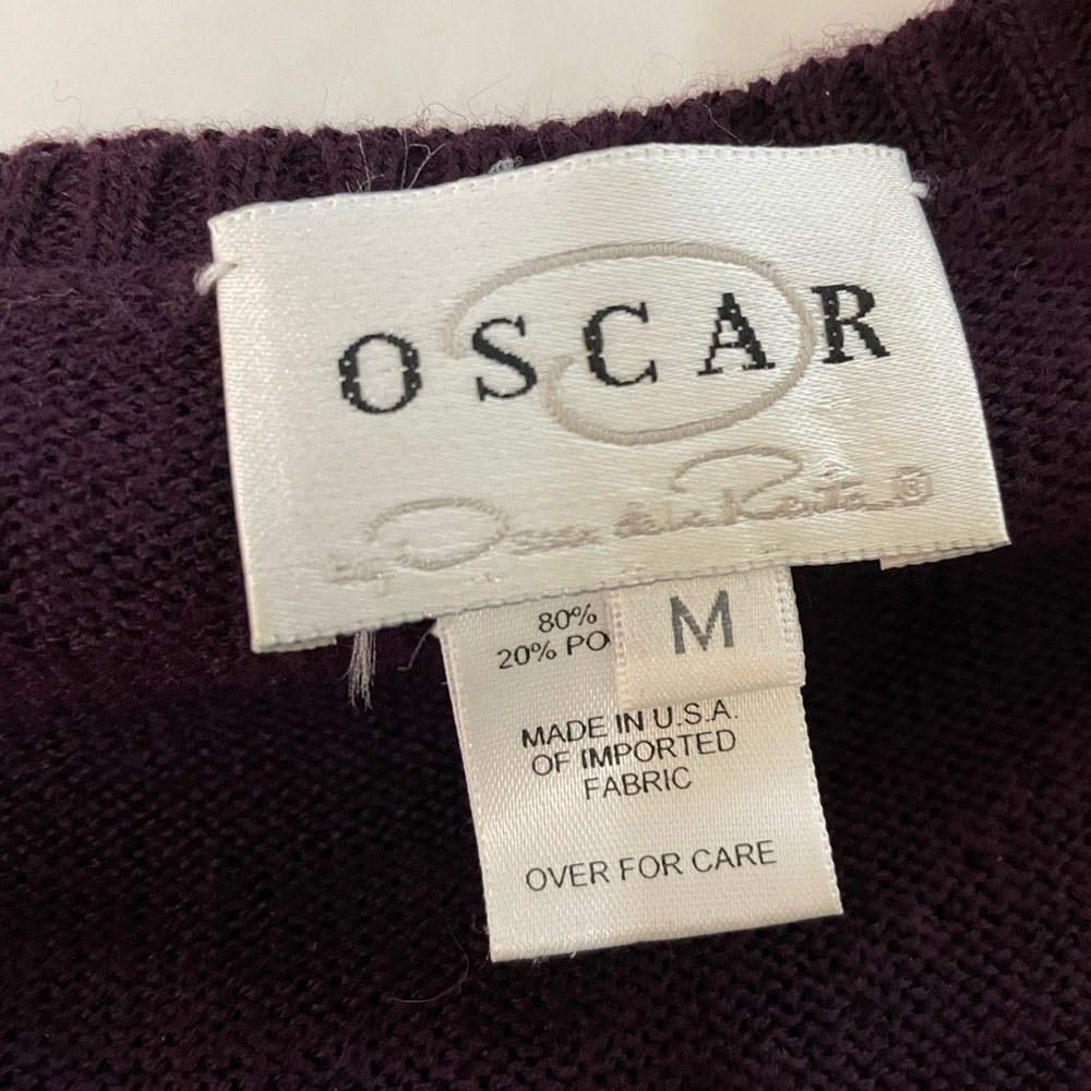 Oscar de la renta beaded wool dress size M purple